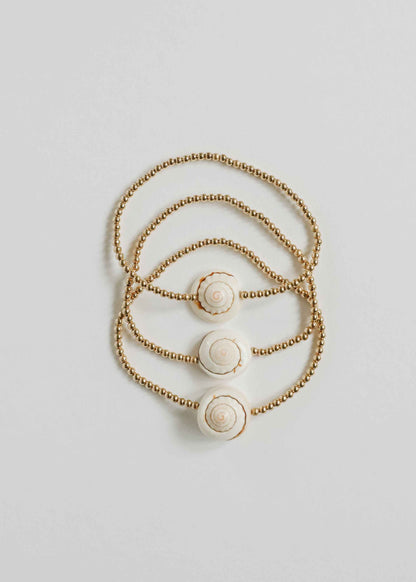 Dainty 14K Gold Filled + Sea Shell || Stretch Anklet or Bracelet