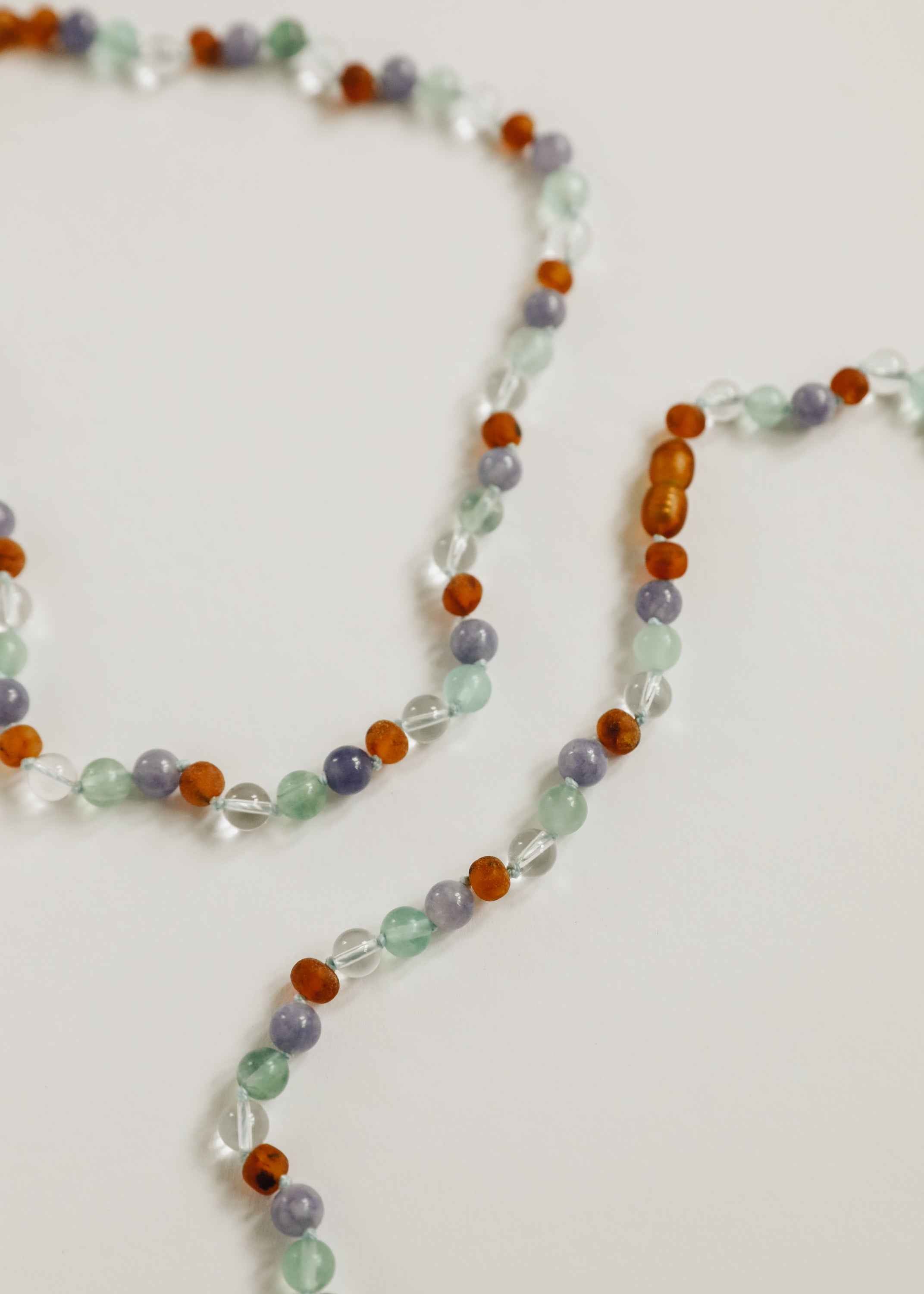 Baltic Sea Amber + Natural Gemstone || Anklet or Bracelet