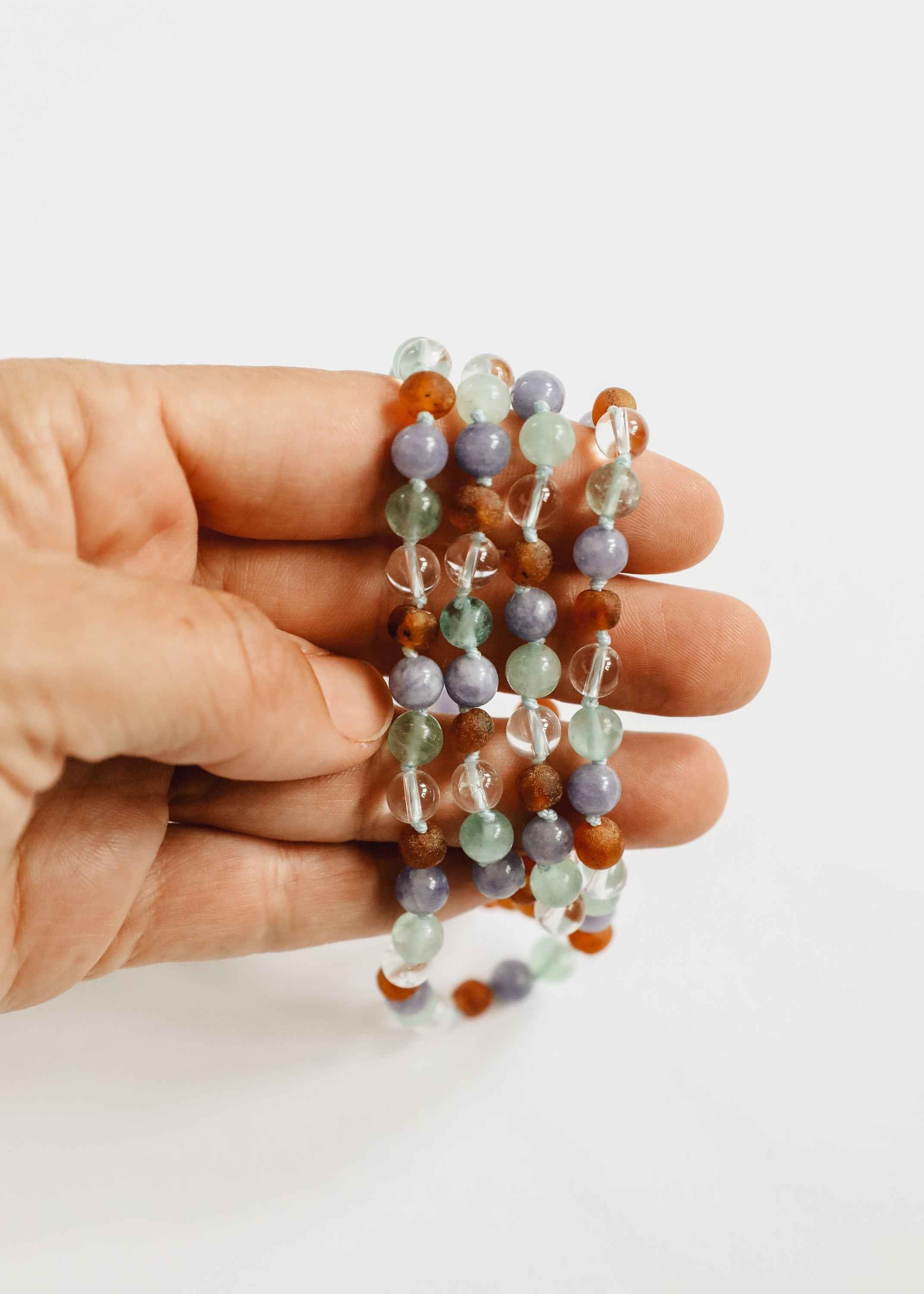 Baltic Sea Amber + Natural Gemstone || Anklet or Bracelet