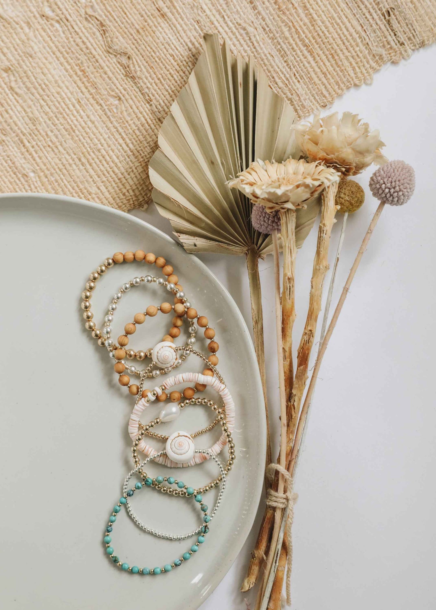 Cypress Wood : 14k Gold Filled Sun + Moon || Stretch Bracelet