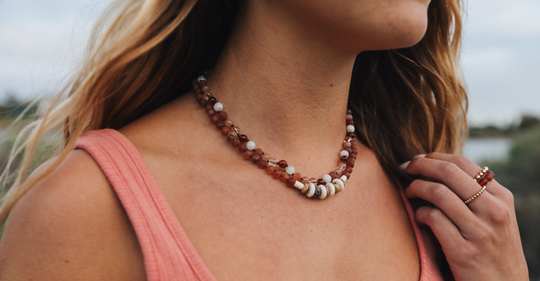 Baltic Sea Amber || Sunstone  + Moonstone || Natural Gemstone Necklace 