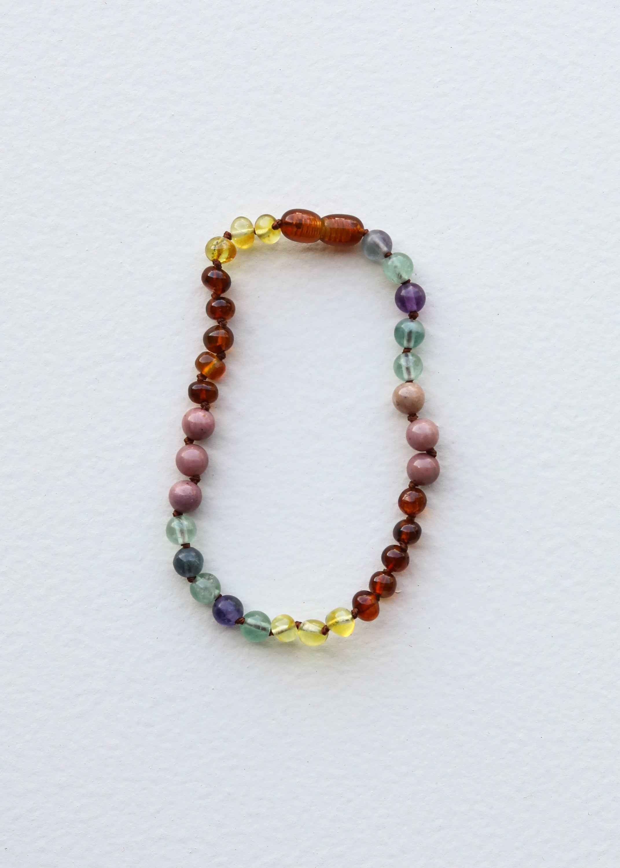 Raw Baltic Sea Amber + Stone Rainbow || Necklace