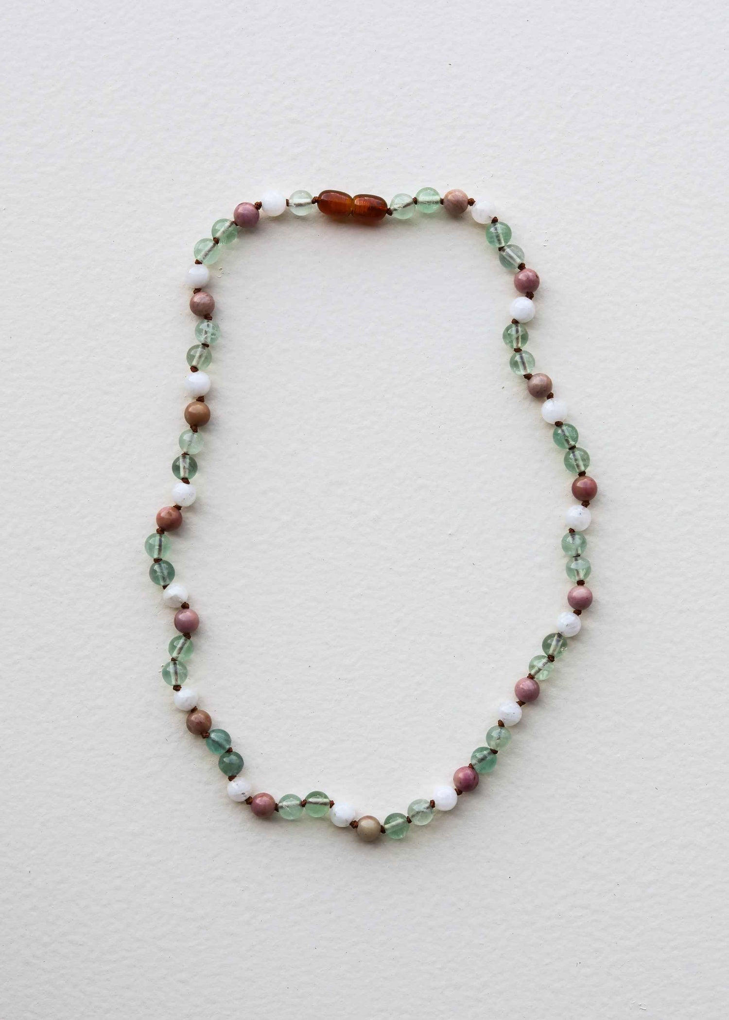 Fluorite + Moonstone + Rhodonite || Natural Gemstone Necklace