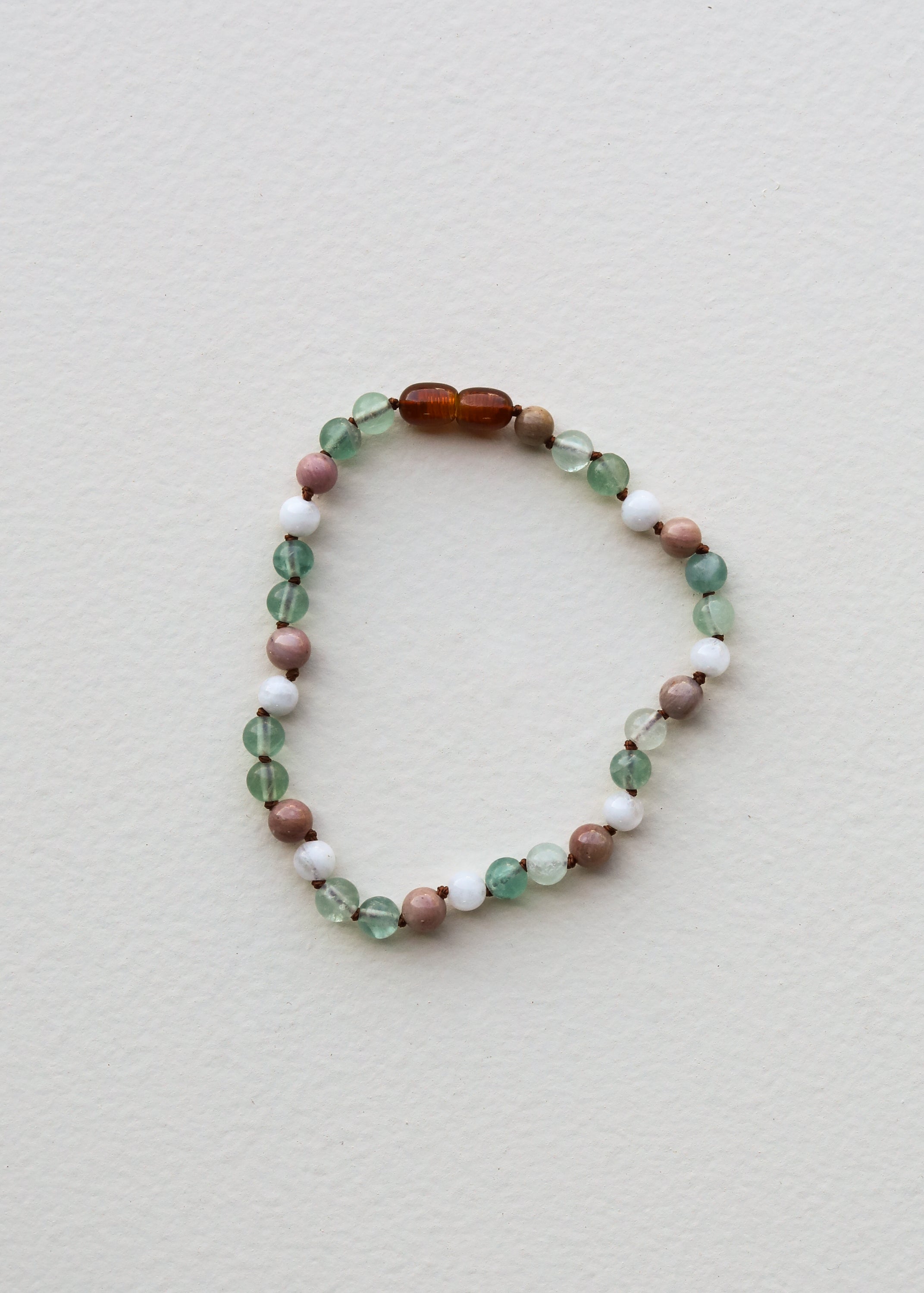 Fluorite + Moonstone + Rhodonite || Natural Gemstone Necklace 