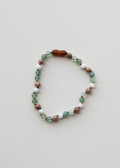 Fluorite + Moonstone + Rhodonite || Natural Gemstone Necklace 