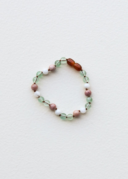 Fluorite + Moonstone + Rhodonite || Natural Gemstone Necklace 