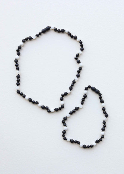 Raw Black Baltic Amber + Moonstone || Anklet or Bracelet