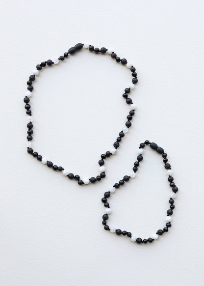 Raw Black Baltic Amber + Moonstone || Anklet or Bracelet 