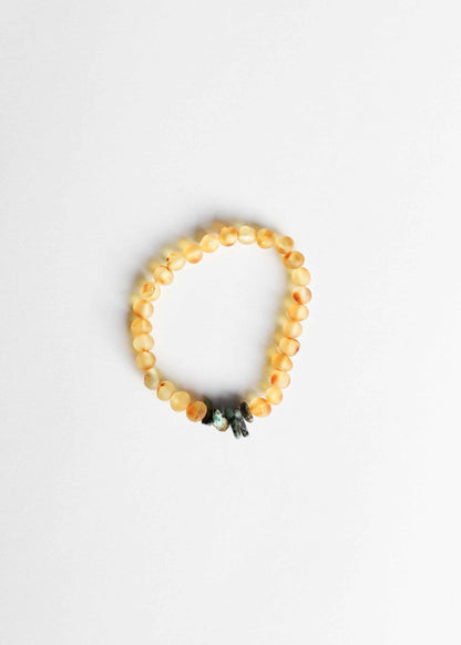 Raw Honey Baltic Amber + Raw Turquoise Jasper || Adult Bracelet