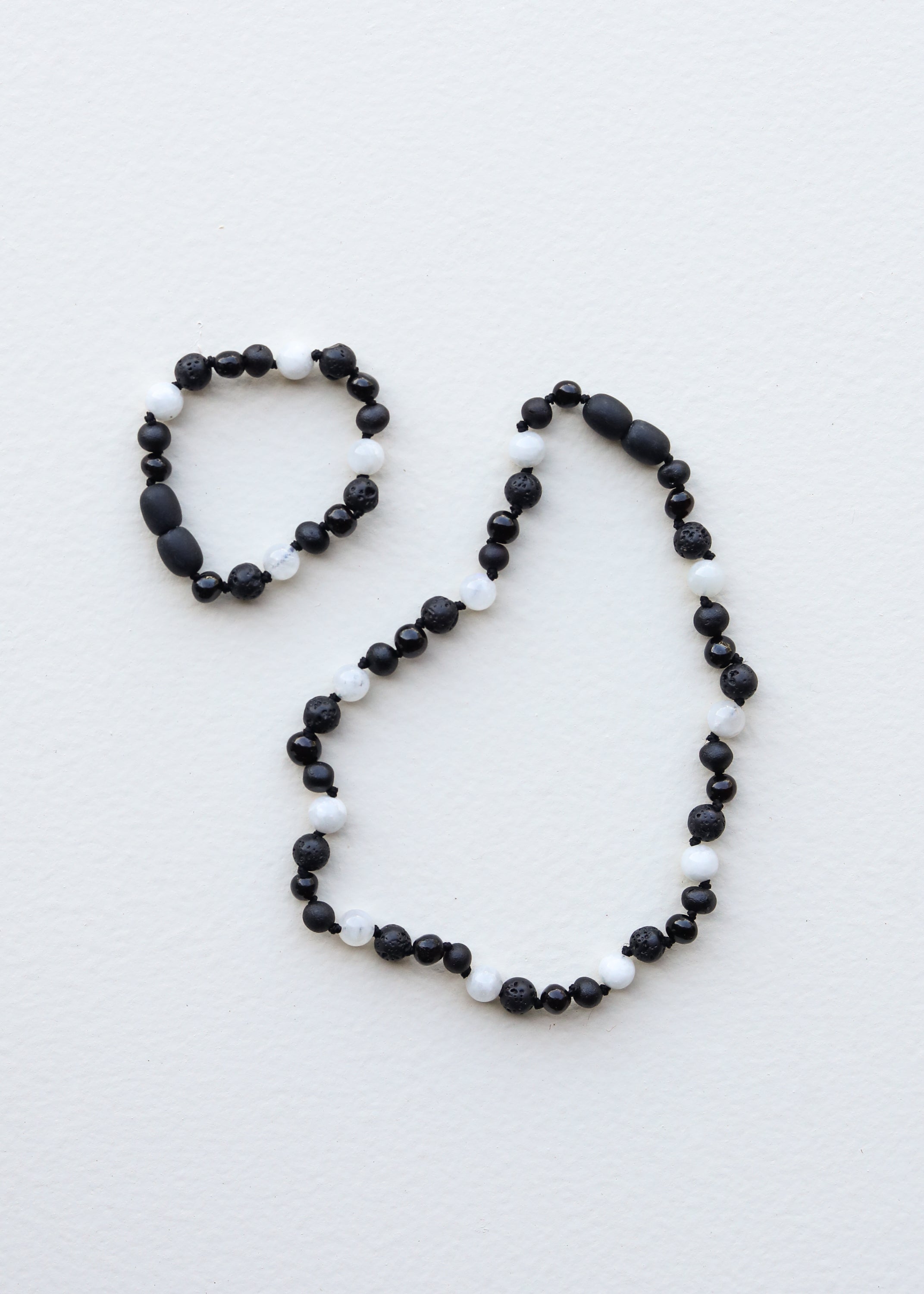 Raw Black Baltic Amber + Moonstone || Anklet or Bracelet 