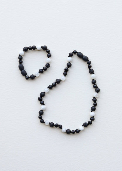 Raw Black Baltic Amber + Moonstone || Anklet or Bracelet 