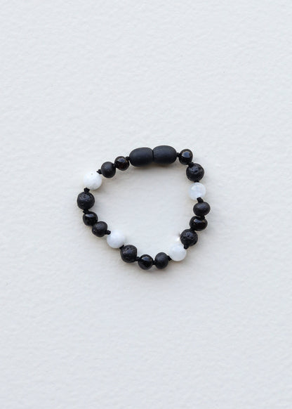 Raw Black Baltic Amber + Moonstone || Anklet or Bracelet 
