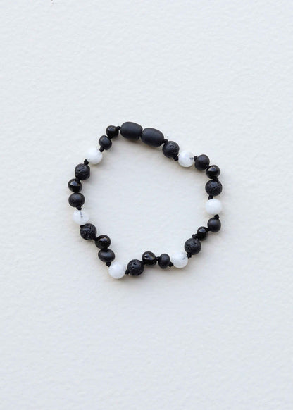 Raw Black Baltic Amber + Moonstone || Anklet or Bracelet