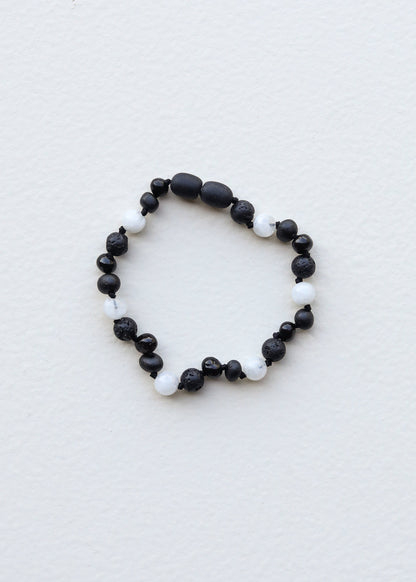 Raw Black Baltic Amber + Moonstone || Anklet or Bracelet 