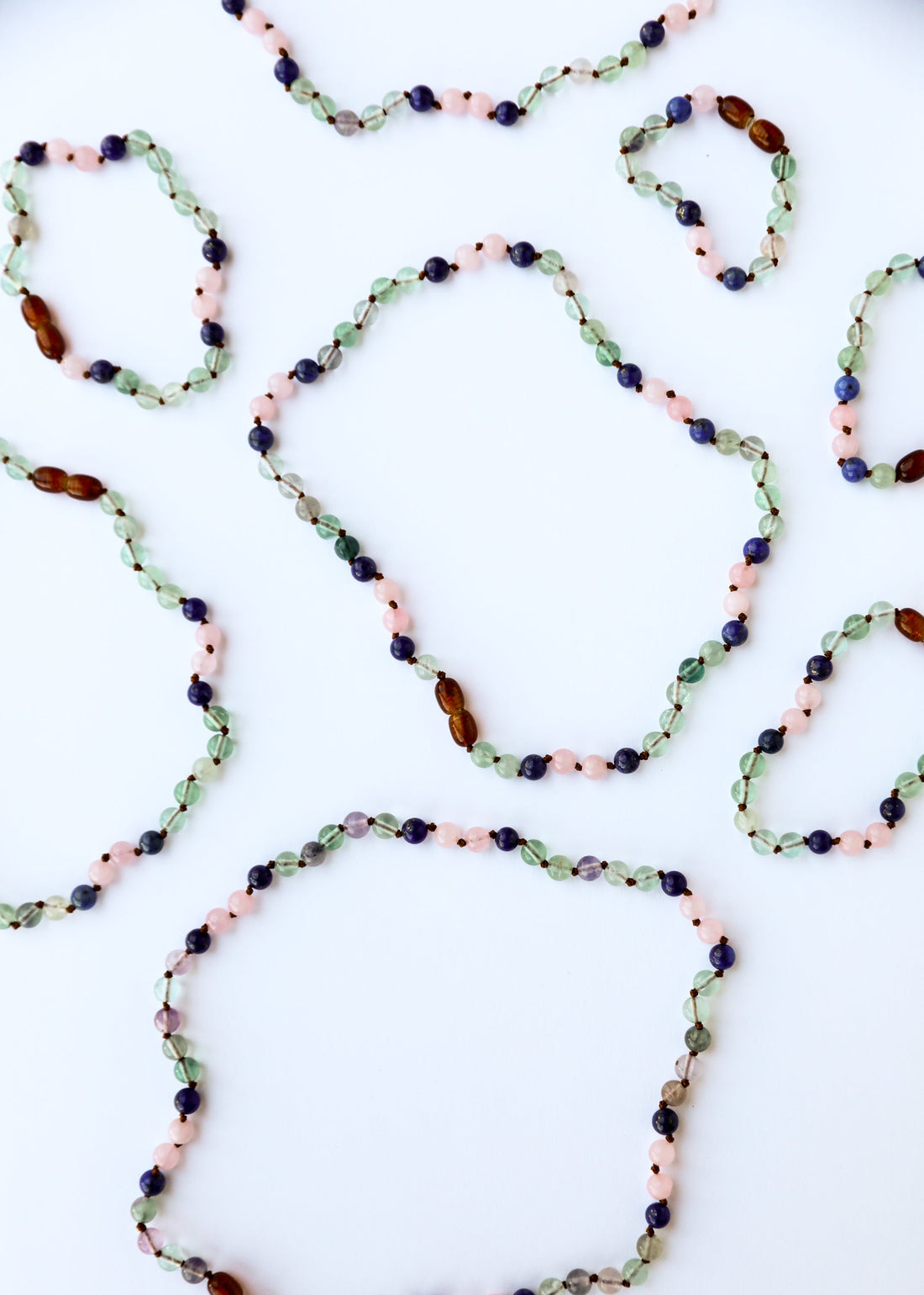 Fluorite + Lapis Lazuli + Rose Quartz || Gemstone Necklace 