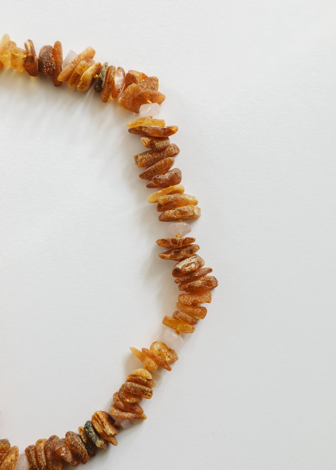 Pet Necklace: Raw Baltic Amber + Raw Rose Quartz by CanyonLeaf