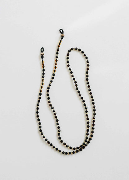 Baltic Sea Amber + Gemstone || Beaded Eyeglass Necklace - Natural Black