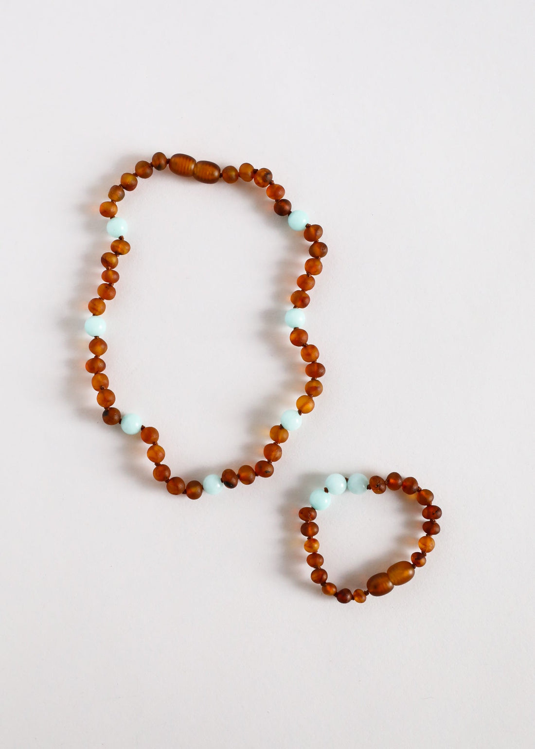 Raw Cognac Baltic Amber + Amazonite || Halo Necklace ||  DestGlow