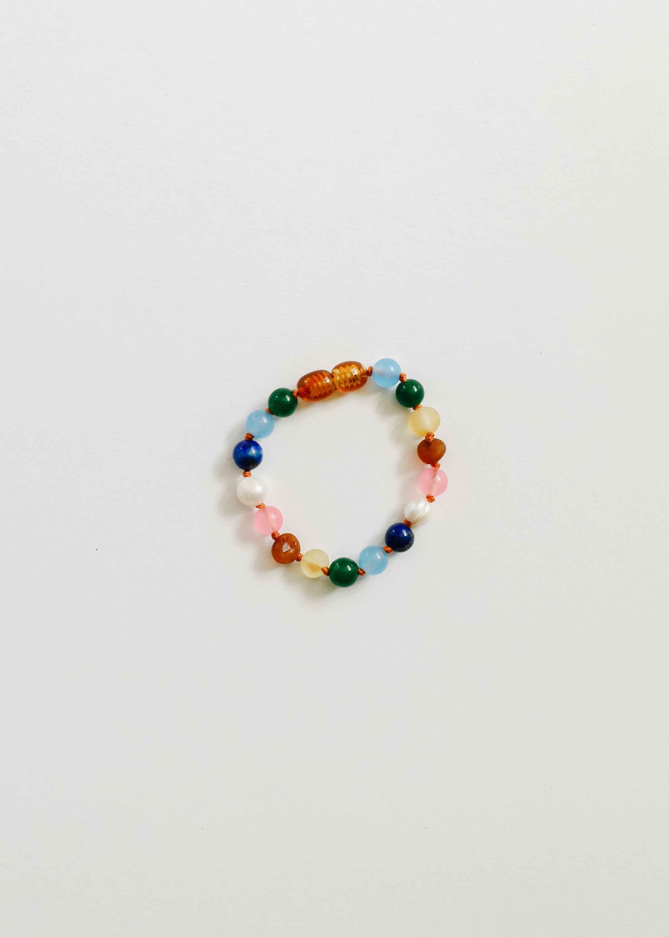 Raw Baltic Amber and Pearl Bracelet + Sweet Pink Gemstones