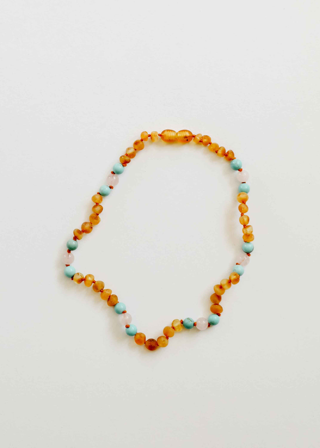 Raw Honey Baltic Amber and Natural Turquoise + Rose Quartz || Necklace