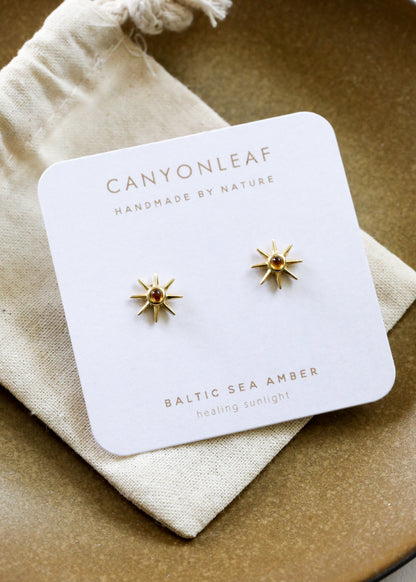 18K Gold Vermeil + Baltic Sea Amber || Sunshine Earrings by CanyonLeaf
