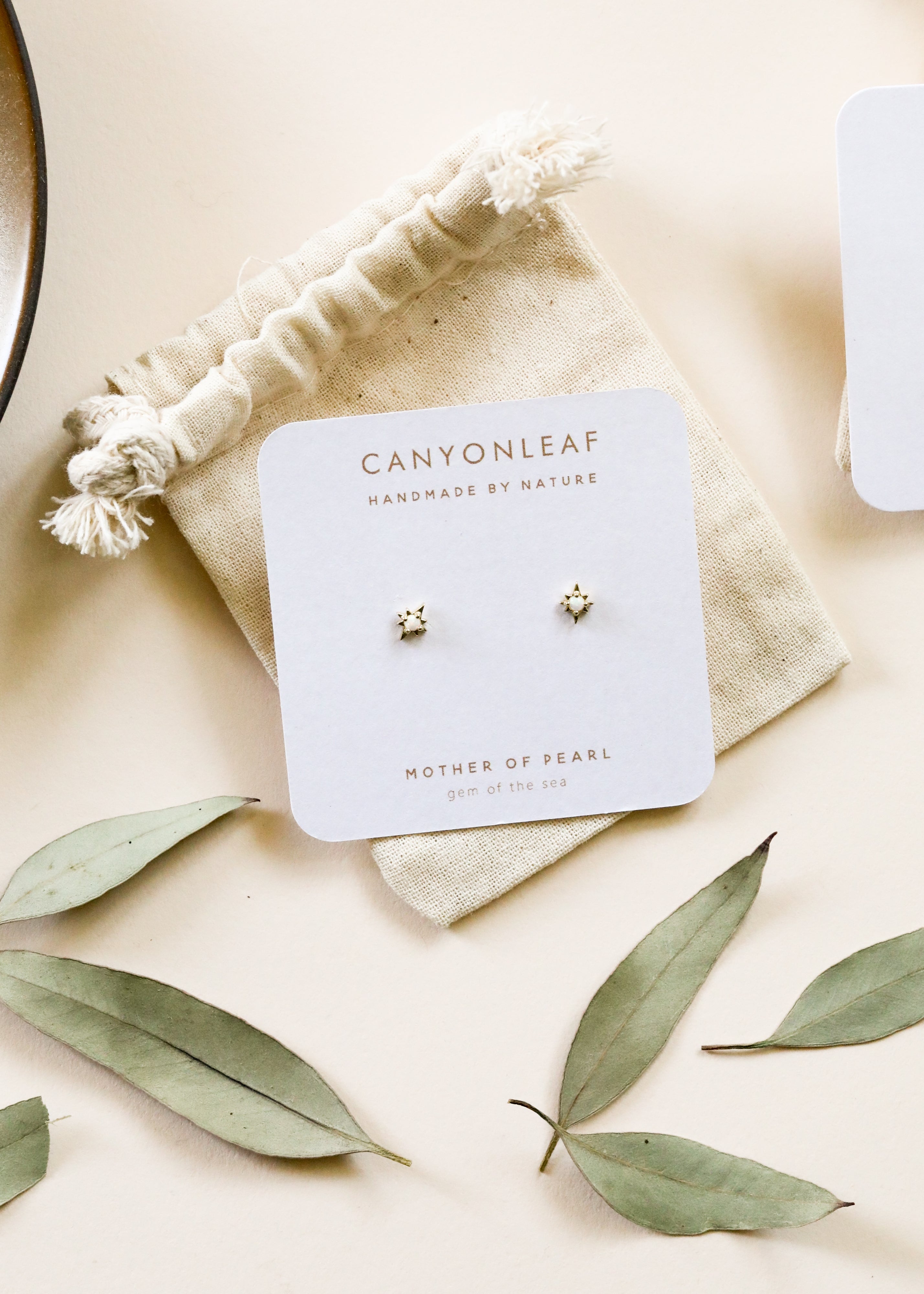 18K Gold Vermeil + Mother of Pearl Gemstone || Everyday Earrings by CanyonLeaf