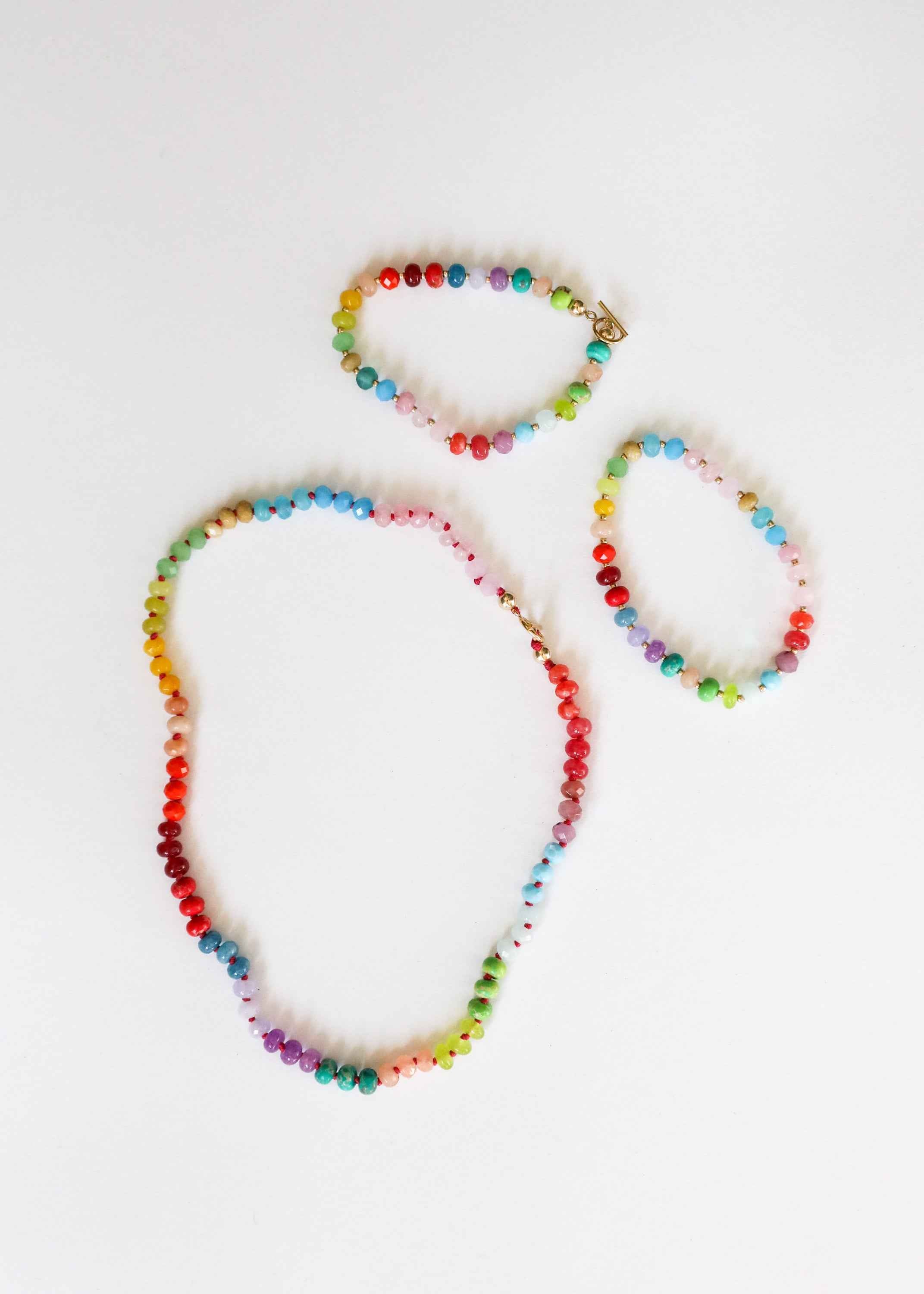 Natural Gemstone Bracelet + 14k Gold Filled Toggle : Skyline