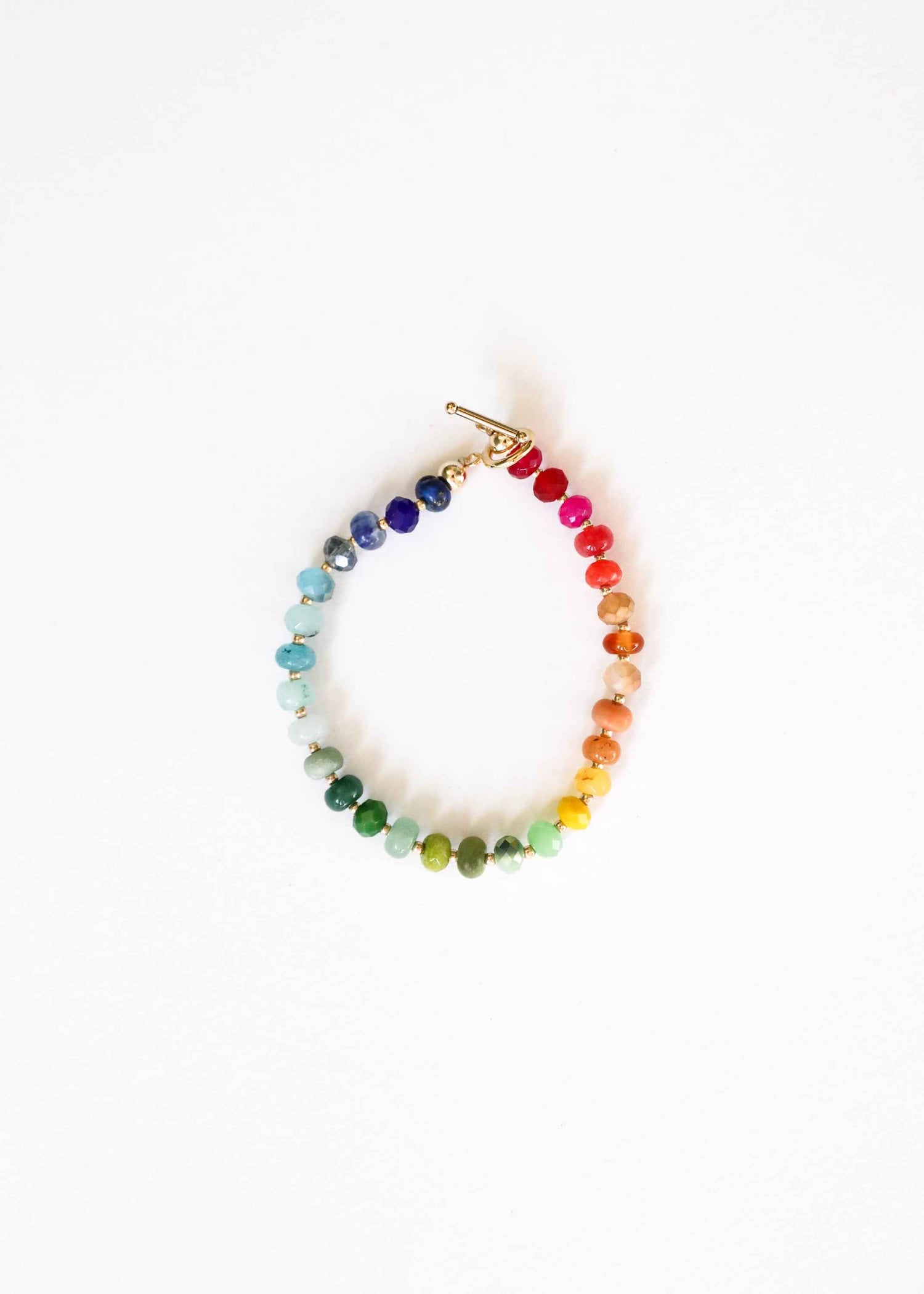 Natural Gemstone Bracelet + 14k Gold Filled Toggle : Key West
