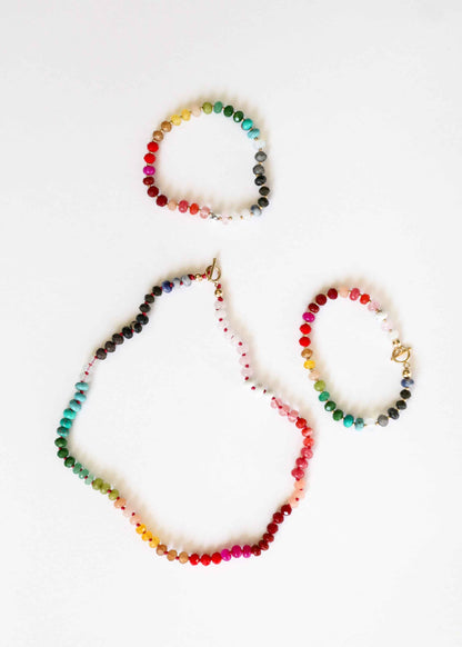 Natural Gemstone Bracelet + 14k Gold Filled Toggle : Paradise