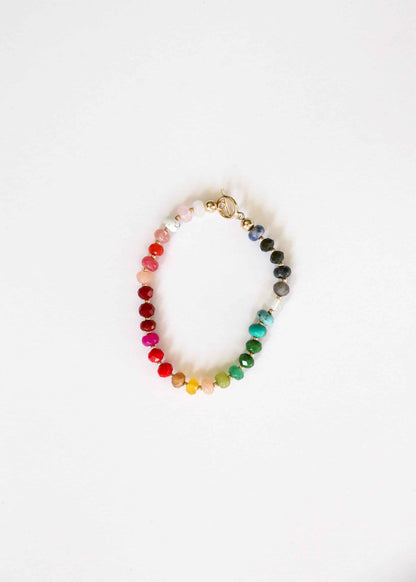 Natural Gemstone Bracelet + 14k Gold Filled Toggle : Paradise