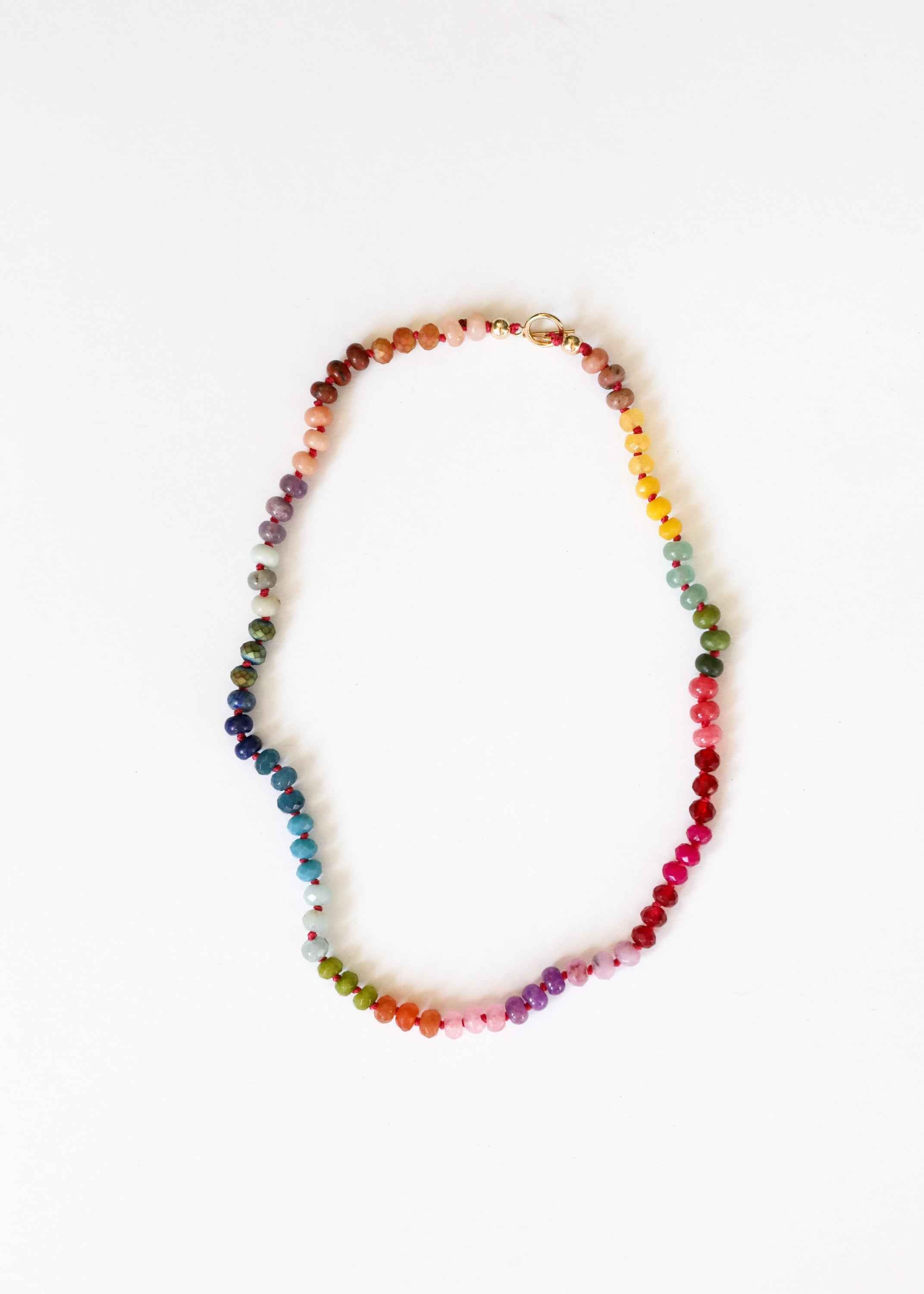 Natural Gemstone Necklace + 14k Gold Filled Toggle : Gold Rush