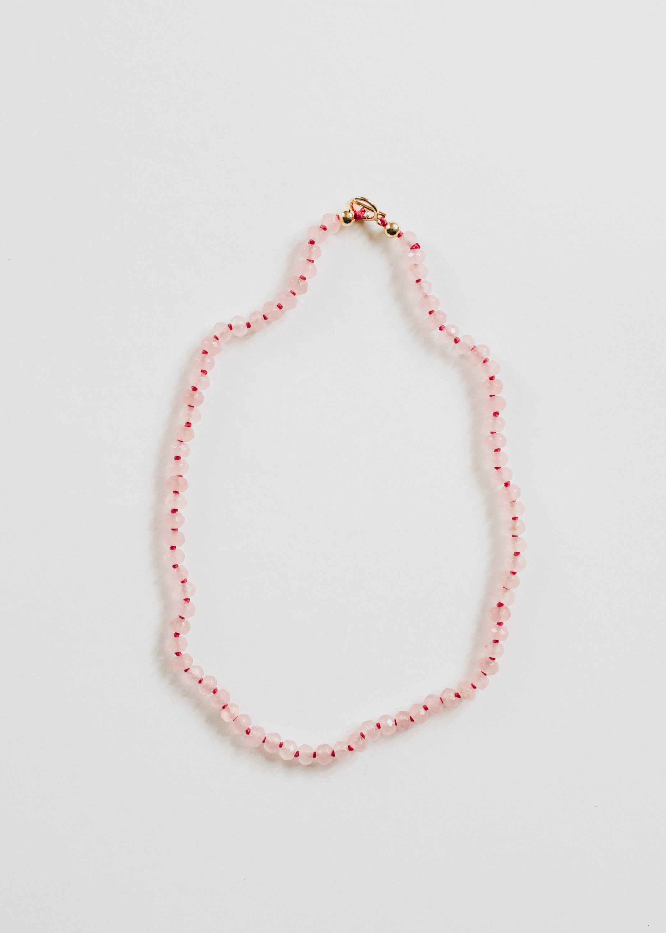 Natural Rose Quartz + 14k Gold Filled Toggle || Gemstone Necklace