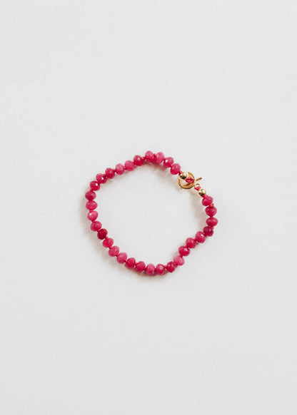 Pink Jade + 14k Gold Filled Toggle || Gemstone Bracelet or Anklet