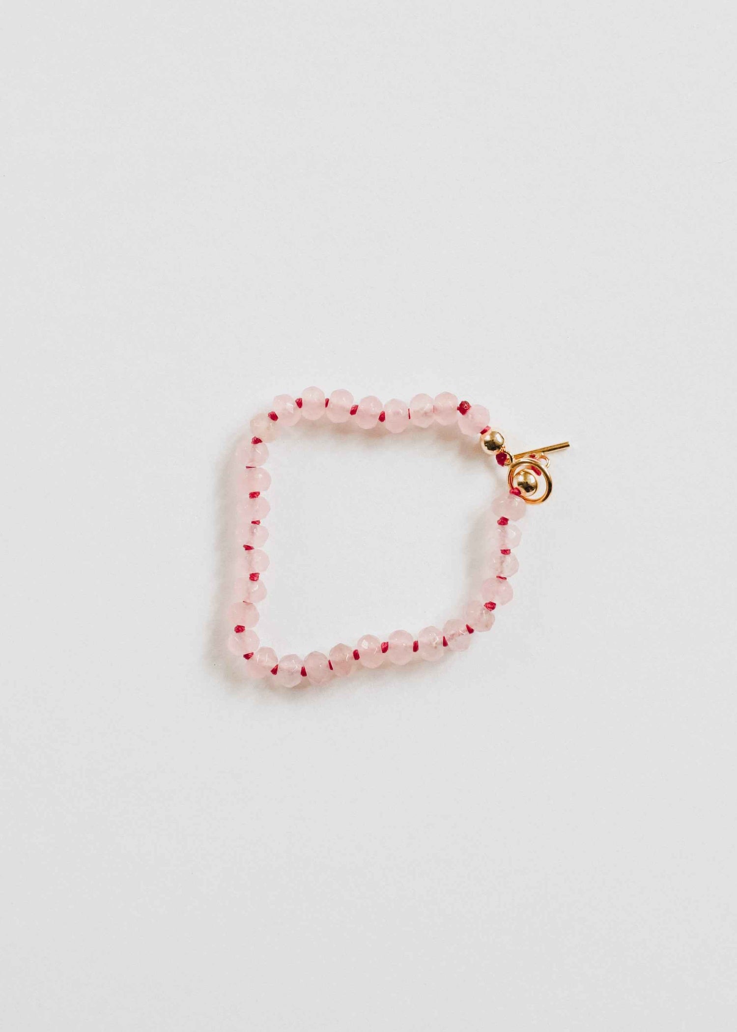 Natural Rose Quartz + 14k Gold Filled Toggle || Gemstone Bracelet