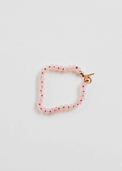 Natural Rose Quartz + 14k Gold Filled Toggle || Gemstone Bracelet