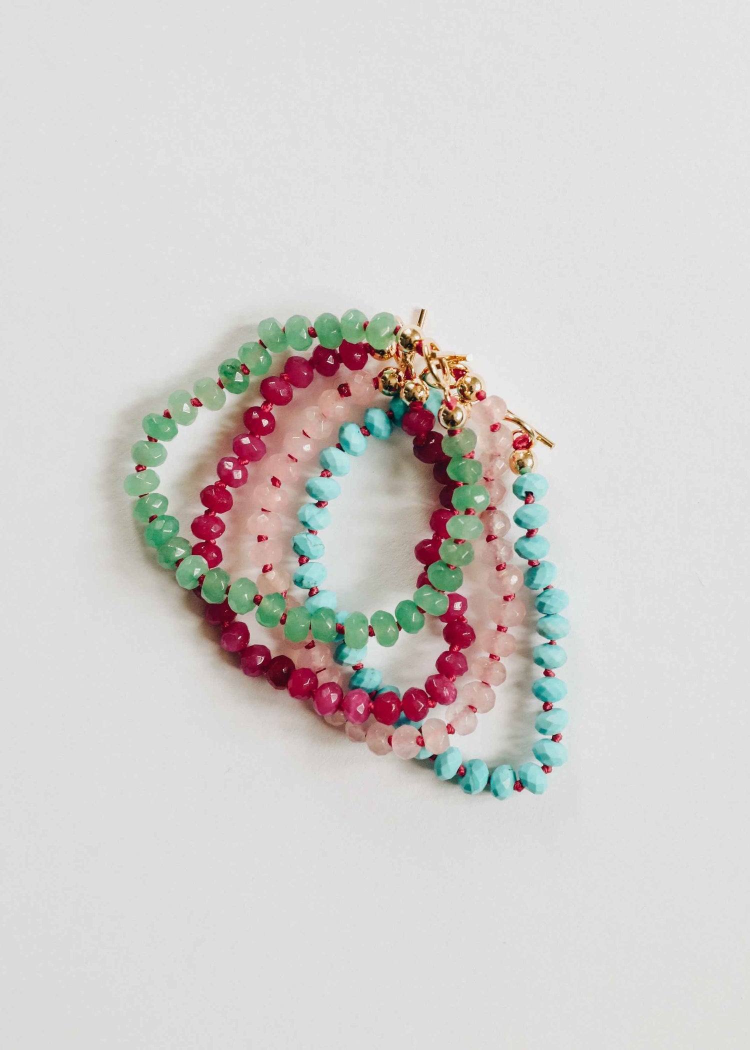 Natural Rose Quartz + 14k Gold Filled Toggle || Gemstone Bracelet