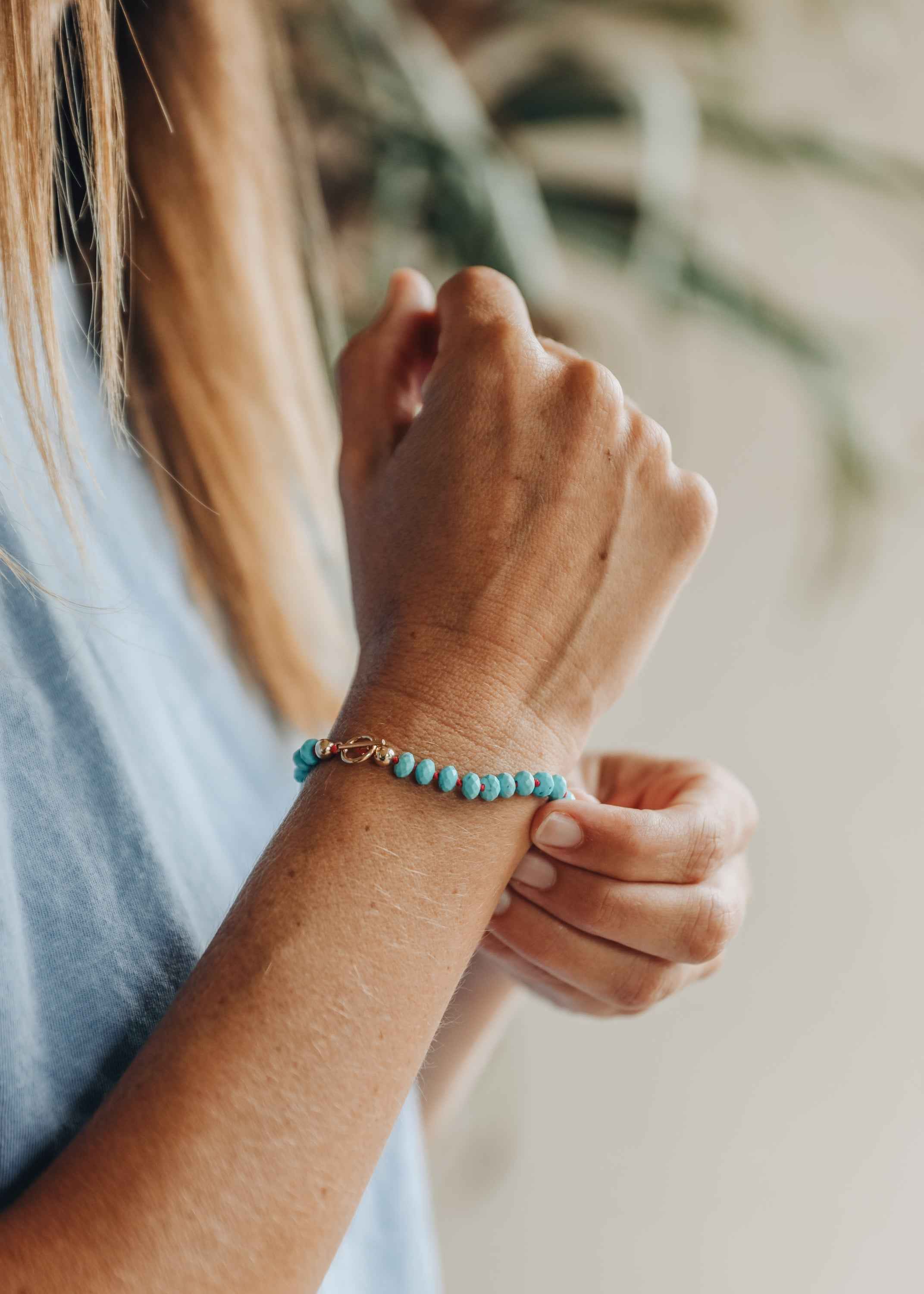 Turquoise + 14k Gold Filled Toggle || Gemstone Bracelet or Anklet