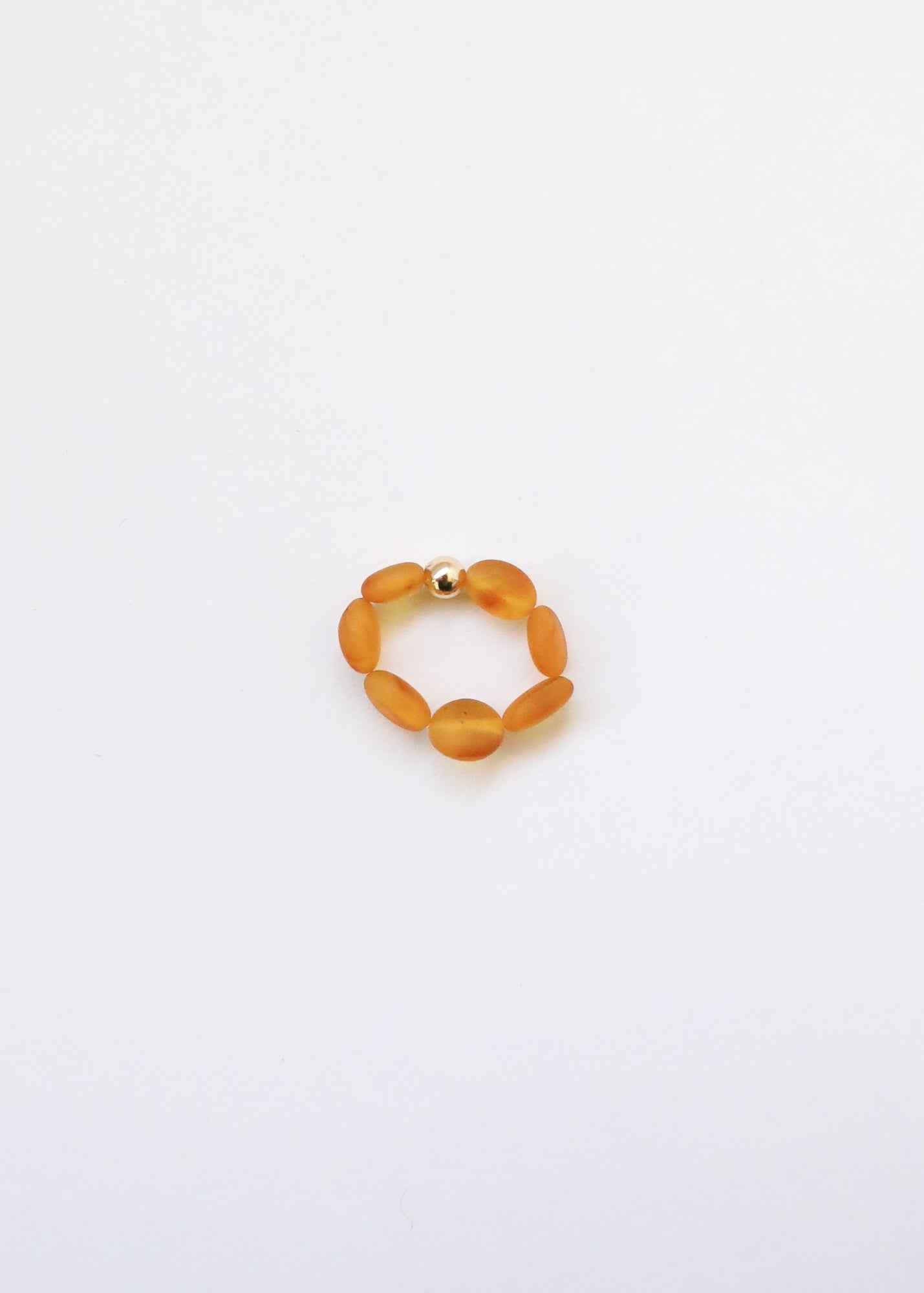 Raw Honey Baltic Amber + 14K Gold Filled || Beaded Stretch Ring