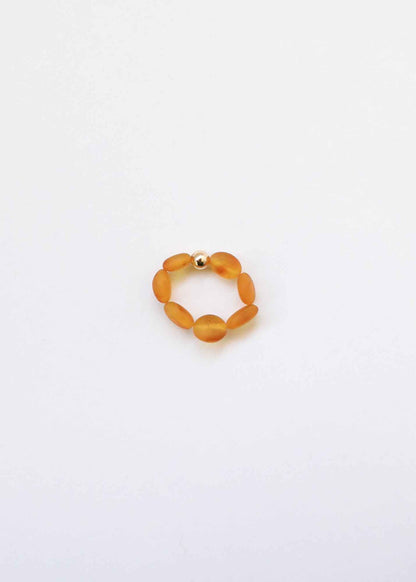 Raw Honey Baltic Amber + 14K Gold Filled || Beaded Stretch Ring