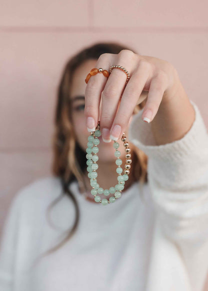 Aventurine Gemstone + 14K Gold Filled || Beaded Stretch Bracelets