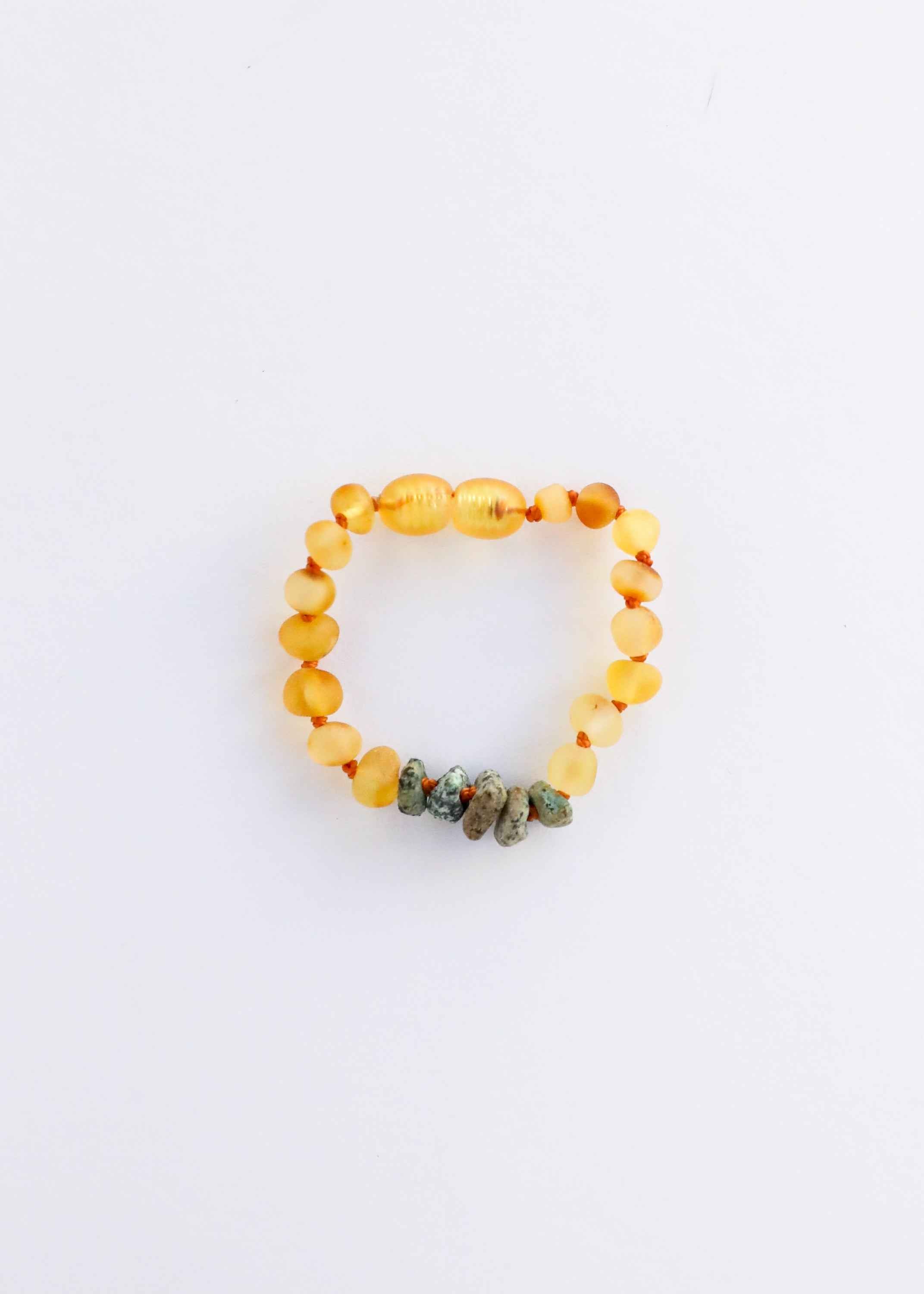 Raw Honey Baltic Amber + Raw Turquoise Jasper || Anklet or Bracelet