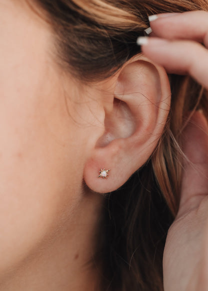 18K Gold Vermeil + Mother of Pearl Gemstone || Everyday Earrings by CanyonLeaf