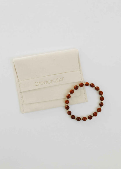 Red Jasper : 14k Gold Filled Sun + Moon || Stretch Bracelets