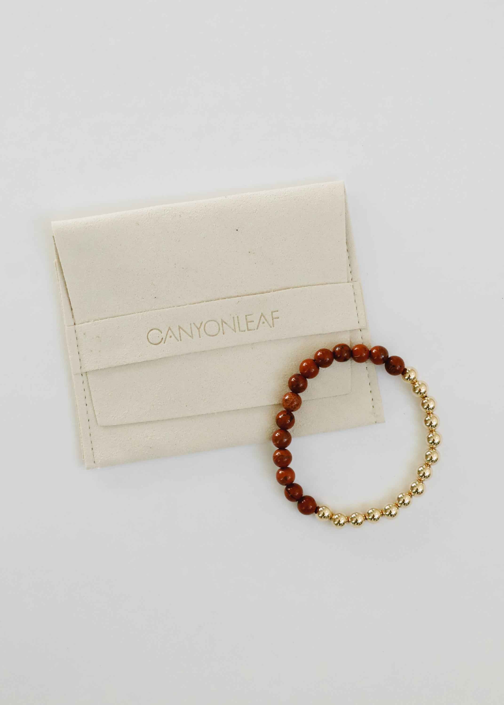 Red Jasper : 14k Gold Filled Sun + Moon || Stretch Bracelets