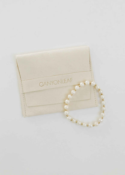 Pearl : 14k Gold Filled Sun + Moon || Stretch Bracelets