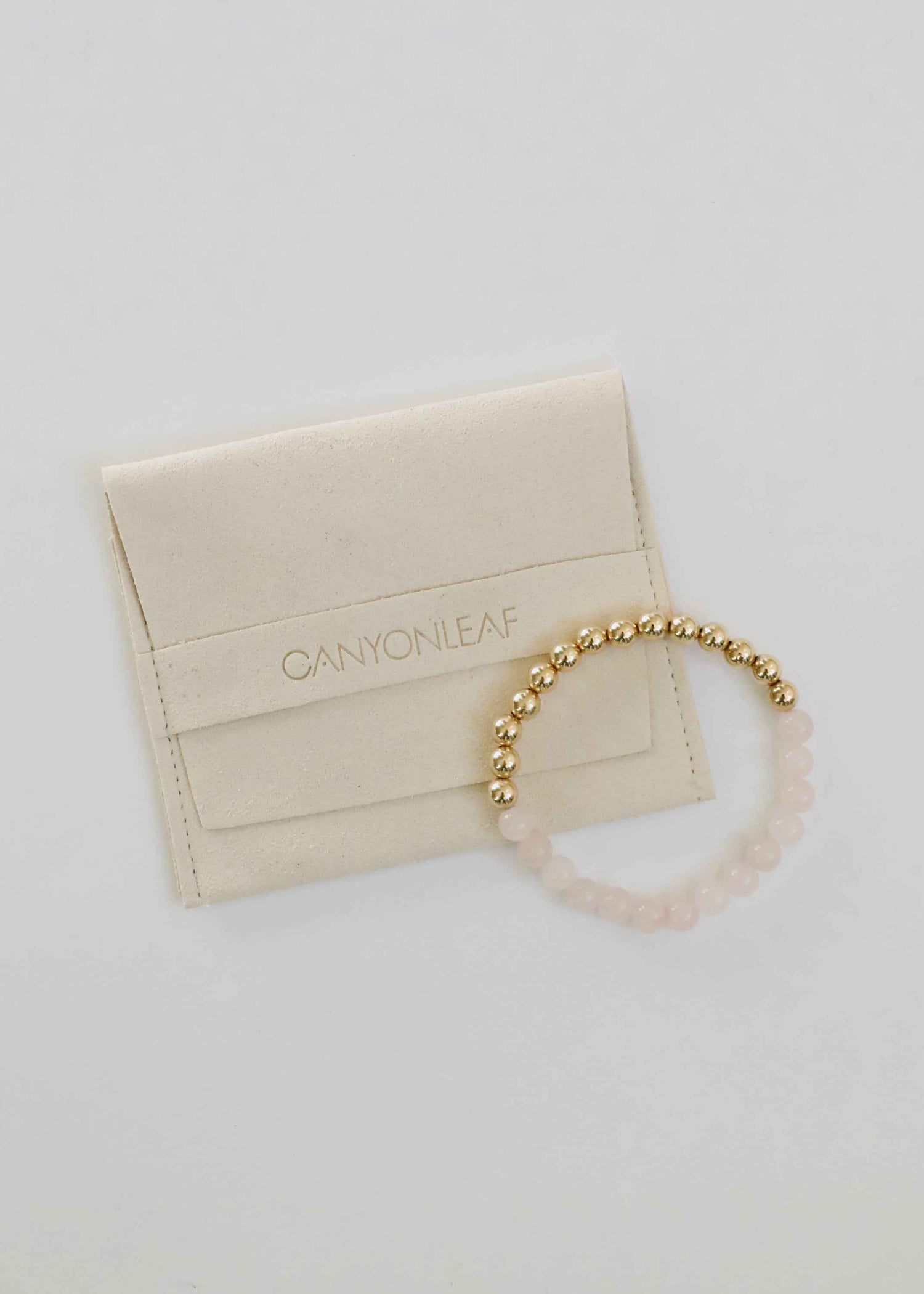 Rose Quartz : 14k Gold Filled Sun + Moon || Stretch Bracelets