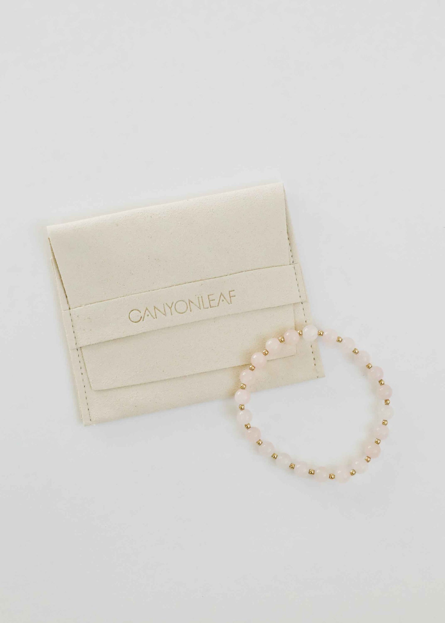Rose Quartz : 14k Gold Filled Sun + Moon || Stretch Bracelets