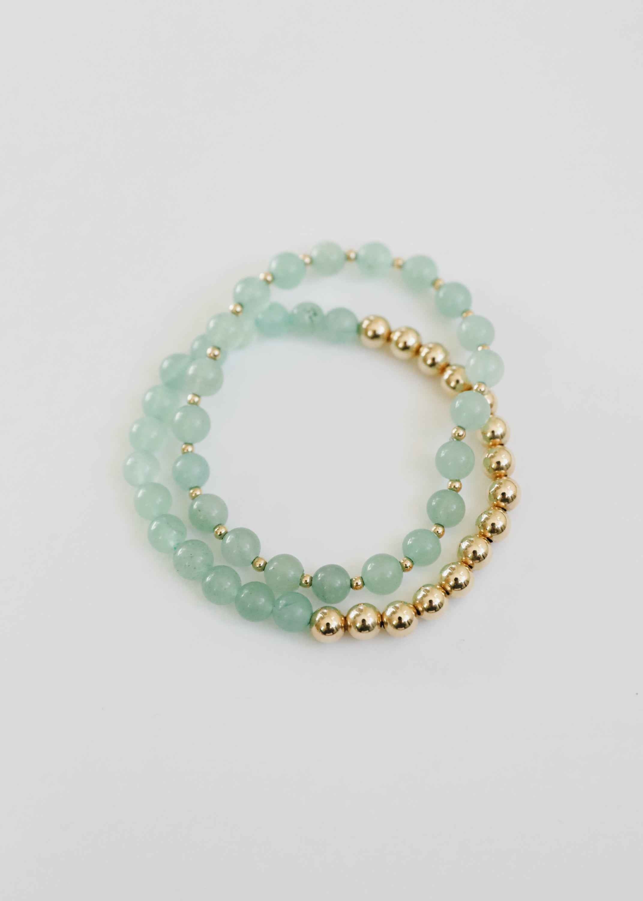 Aventurine Gemstone + 14K Gold Filled || Beaded Stretch Bracelets