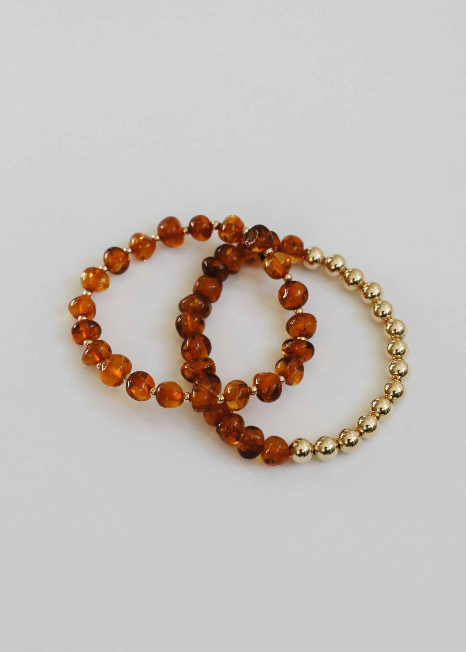 Baltic Sea Amber : 14k Gold Filled Beaded Sun + Moon || Adult Bracelets