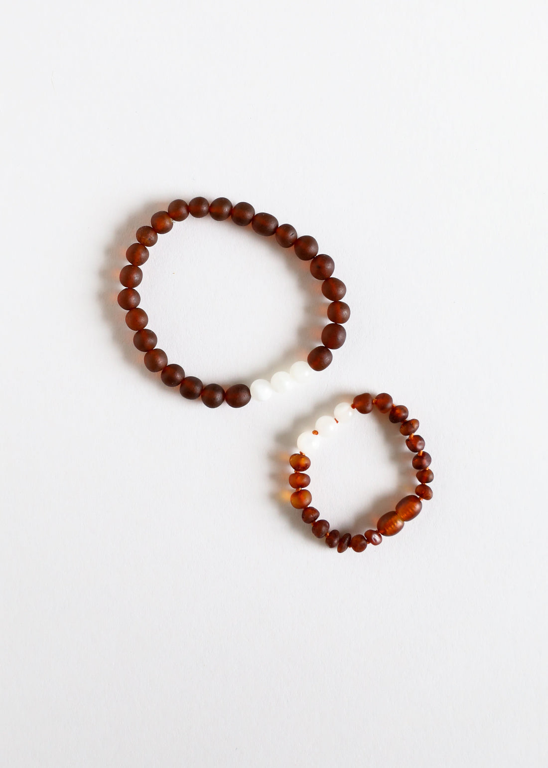 Raw Cognac Baltic Amber + Moonstone || Bracelet Set by CanyonLeaf